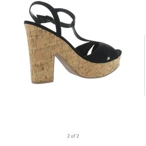 NEW, Black sandal wedges with ankle strap